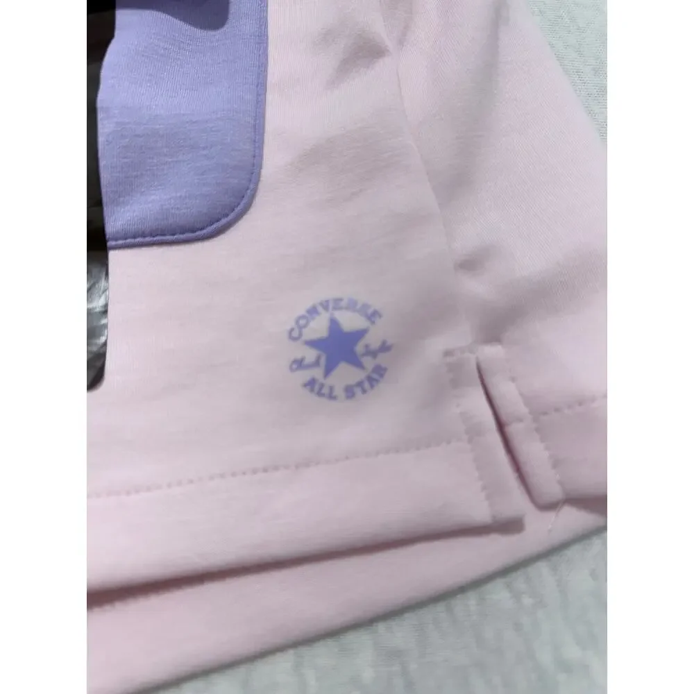 Converse Girl’s Knit Shorts Pink Purple Elastic Waist Pockets Size XL 14/16